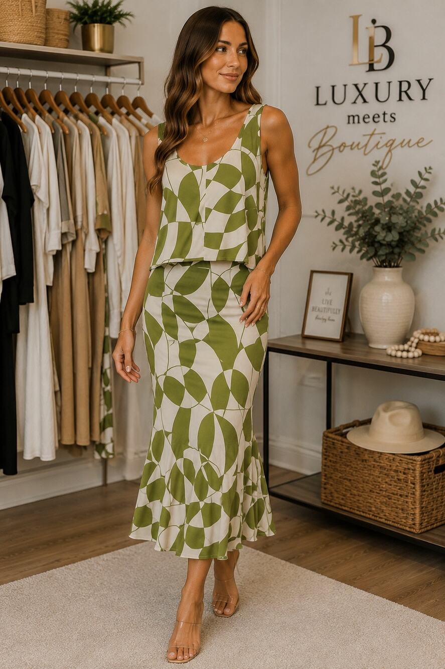 The Workshop Abstract Print Mermaid Midi Set